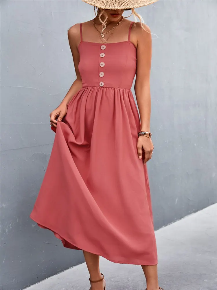 Платье женское длинное на бретельках модный пикантный элегантный вечерний