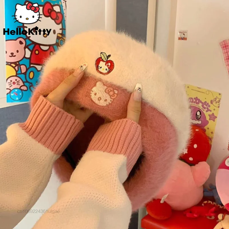 Sanrio Hello Kitty Autumn And Winter New Women's Hat Y2k Fashion Cute Soft Berets Y2k Aesthetic Luxury Caps Female Accessories