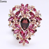 donia jewelry fashion large glass brooch christmas vintage alloy brooch colorful flower brooch teardrop glass brooch coat pin