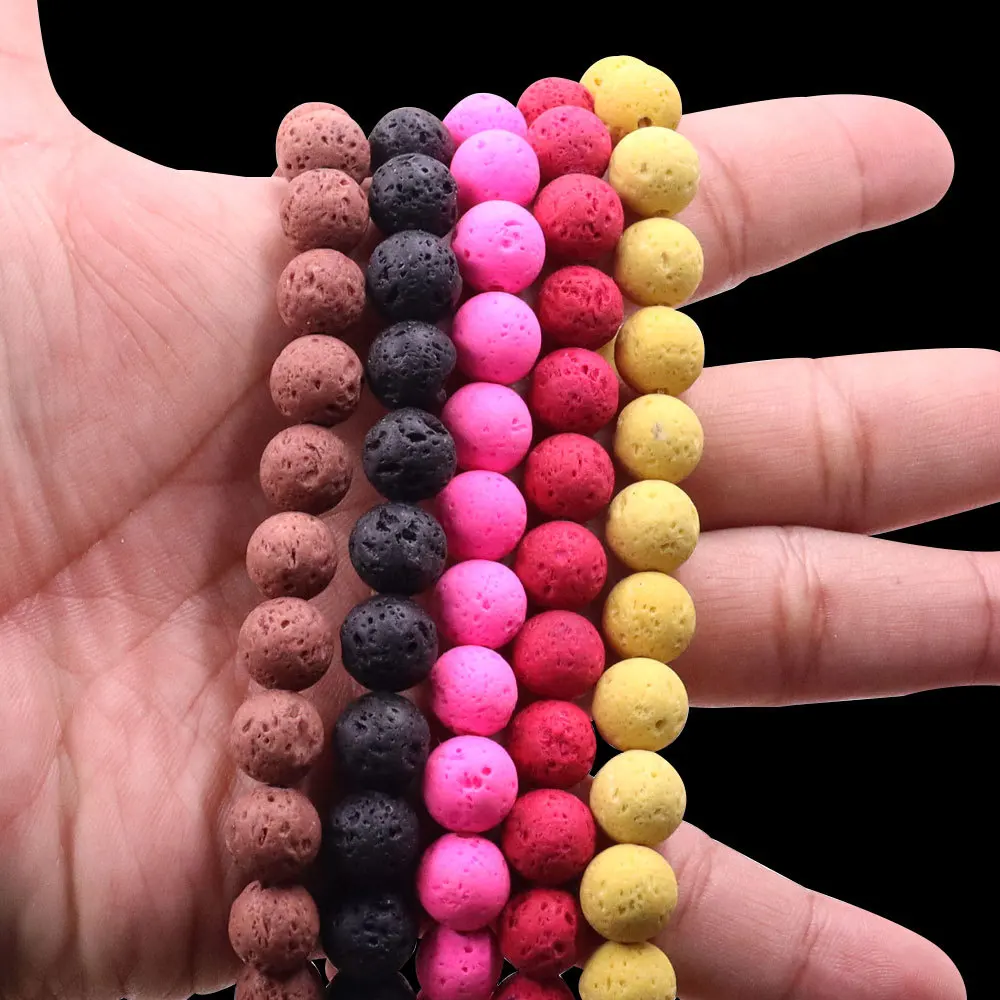 

8mm 10mm Natural Lava Rock Round Black Loose Beads Natural Stone Beads for DIY Necklace Bracelat Jewelry Making Strand 16"