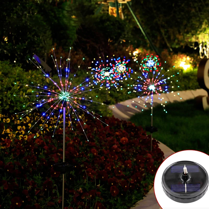 

Solar Power Fireworks Lights 90/120/150/200LEDS Outdoor Pathway Fairy Lights Garden Lawn Fence Festival Decoration Waterproof