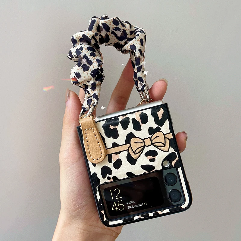 

Case for Samsung Galaxy ZFlip3 Cover Cartoon Black and White Cow Pattern Bow Tie with Lanyard for Z Flip 3 Samsung F7110 Case