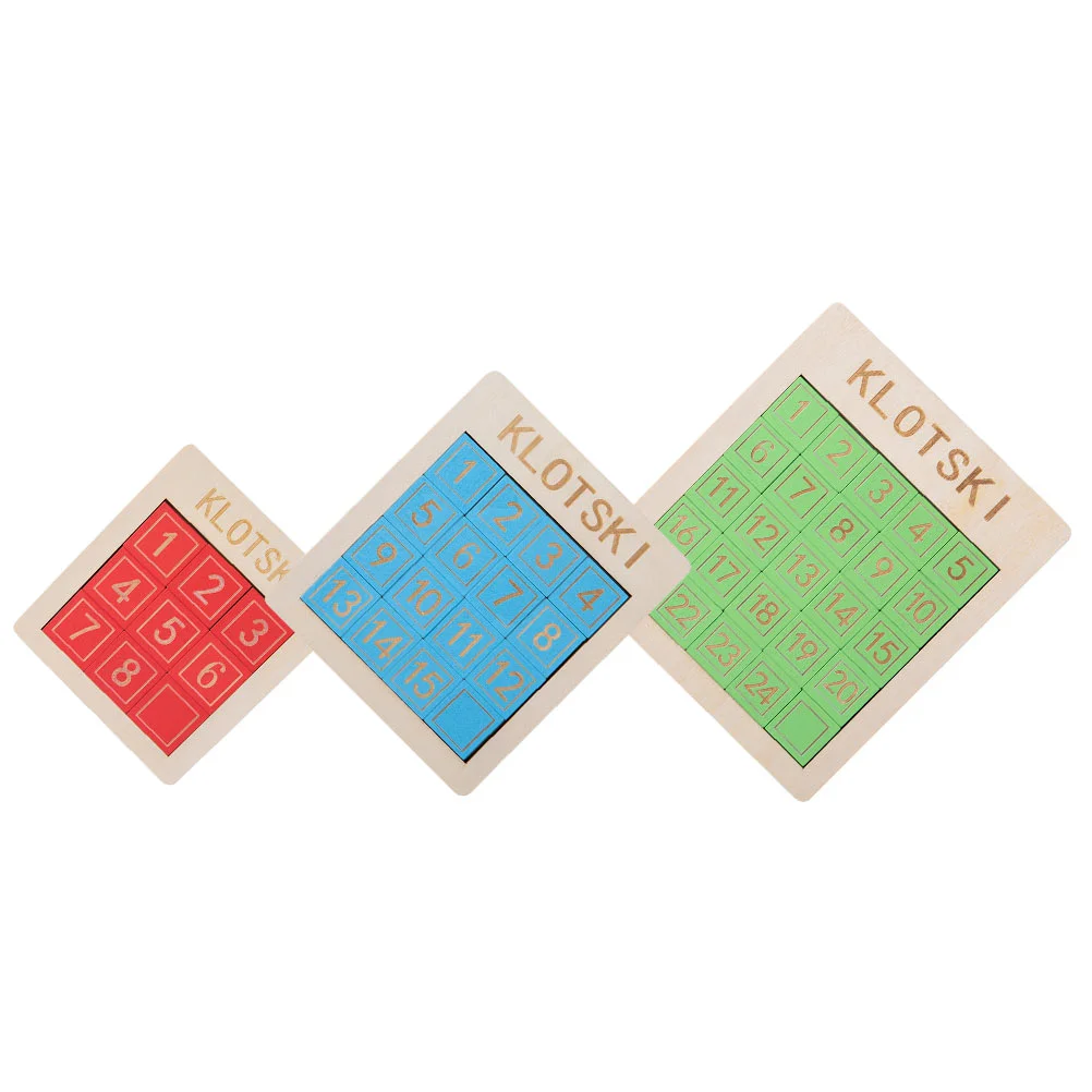 

3 Pcs Digital Road Toddler Wooden Toys Sliding Number Toddlers Slideshow Educational Kids Plaything Blocks