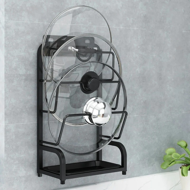 

Pot Lid Organizer Rack For Bakeware Pot Lid Holder Organizer Scratch Protection Lid Stand Wall Mounted Pan Lid Holder