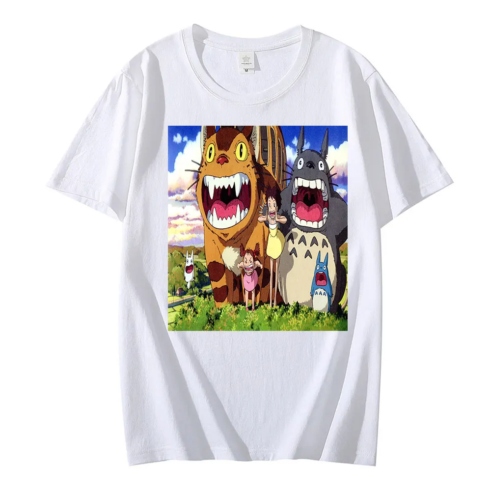 

Футболка женская в стиле Харадзюку, милая рубашка с мультяшным принтом Тоторо из аниме «Миядзаки Хаяо», топ в стиле ольчжан, Миядзаки