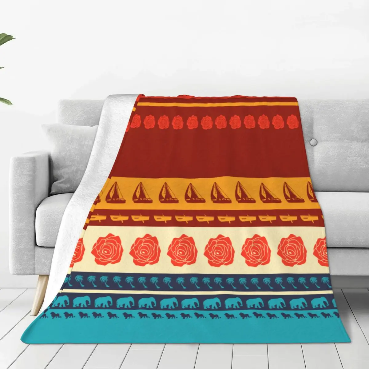 

Stripe Blanket Ultra Soft Cozy Blooming Flowers Decorative Flannel Blanket All Season For Home Couch Bed Chair Travel