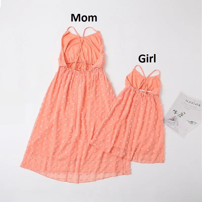

Tank Mother Daughter Matching Tulle Dresses Family Set Chiffon Mommy and Me Clothes Outfits Fashion Woman & Girls Backless Dress