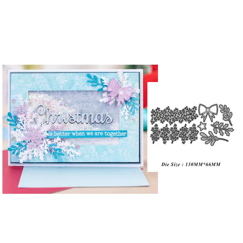 

Leaves Bow Background Frame Decor Scrapbooking Metal Cutting Dies 2022 Embossing Stencil Craft Die Cut Christmas Card Making