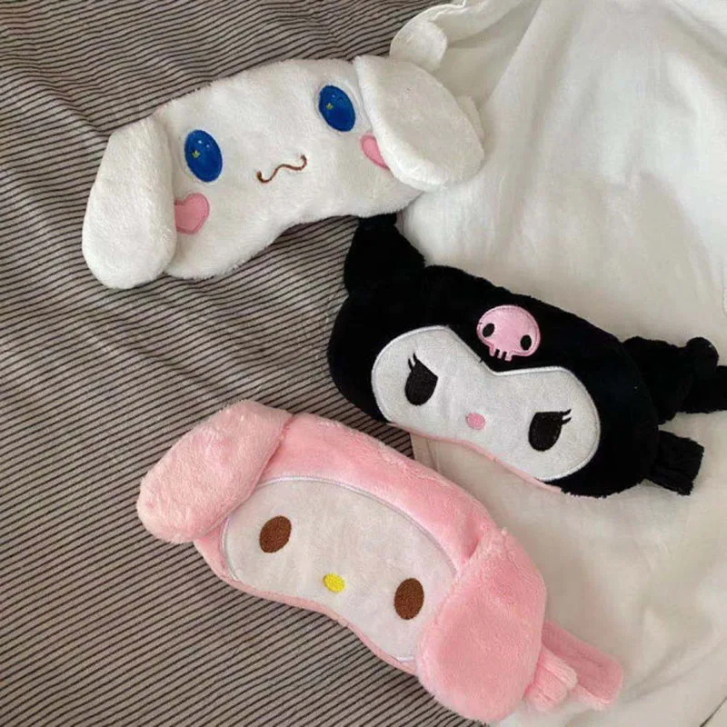 

Kawaii Sanrioed Shading Eye Mask Kuromi My Melody Cinnamoroll Cartoon Anime Plush Doll Nap Eye Mask Gift for Girls