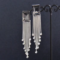 sinleery korean fashion crystal triangle square tassels drop earrings for women wedding accessories fashion jewelry zd1 ssp