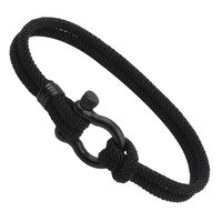 stainless steel bow buckle rope bracelet for men layered outdoor camping pulsera hombre accessories survival paracord braslett