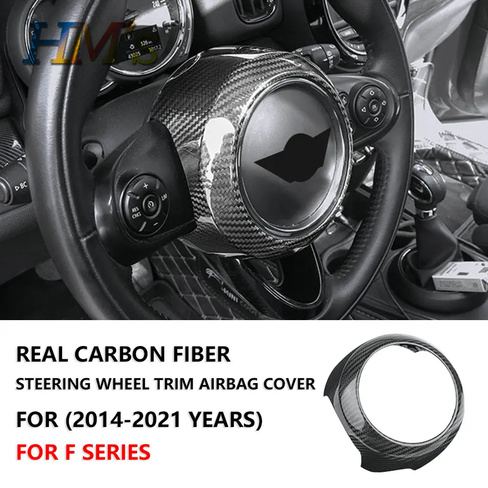 

For mini cooper F54 F55 F56 F57 F60 Steering wheel airbag cover frame stickers with real carbon fiber auto accessories 2014-2021