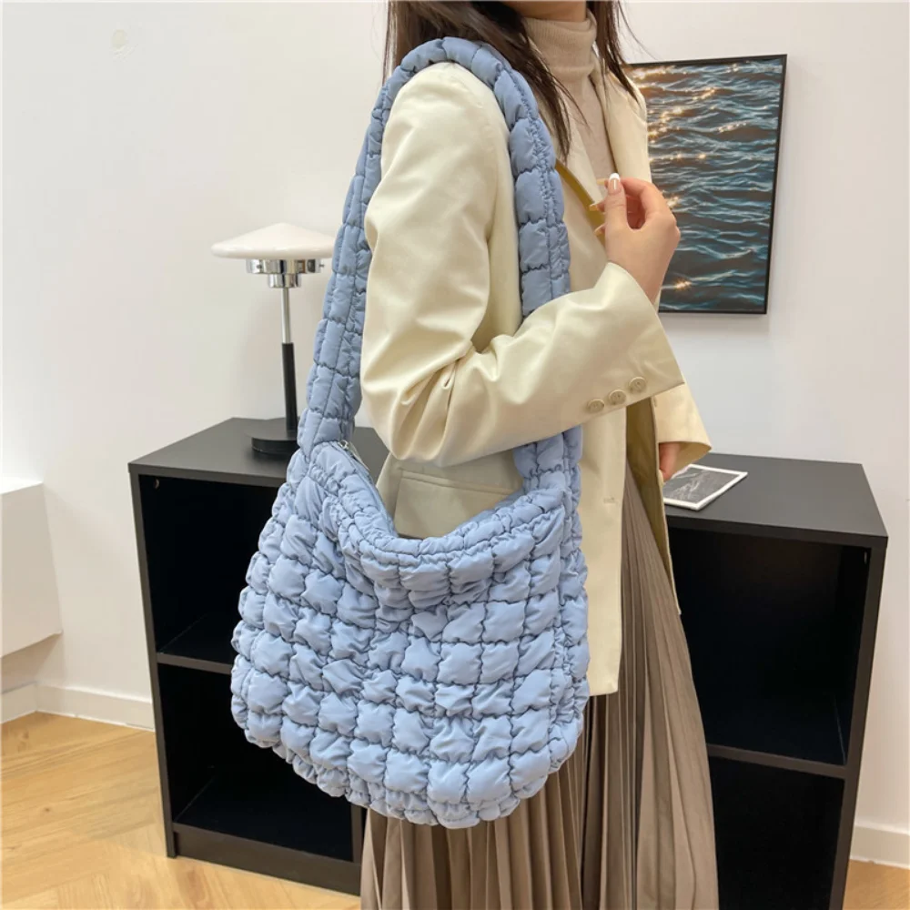

Nylon Quilted Shoulder Bag Women Fashion Designer Pleated Handbags Ladies Simple Casual Versatile Large Capacity Crossbody Bags