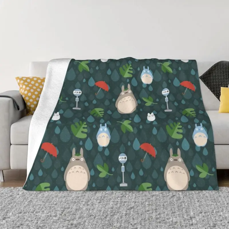 

My Neighbor Totoro Rain Blankets Breathable Soft Flannel Sprint Anime Manga Studio Ghibli Throw Blanket for Sofa Travel Bedroom