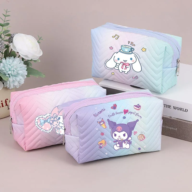 

Новинка кавайная косметичка Sanrio Hellokittys Mymelody Cinnamoroll Kuromi мультяшная Аниме Сумка для мытья ПУ дорожная сумка для хранения игрушка подарок для девочки