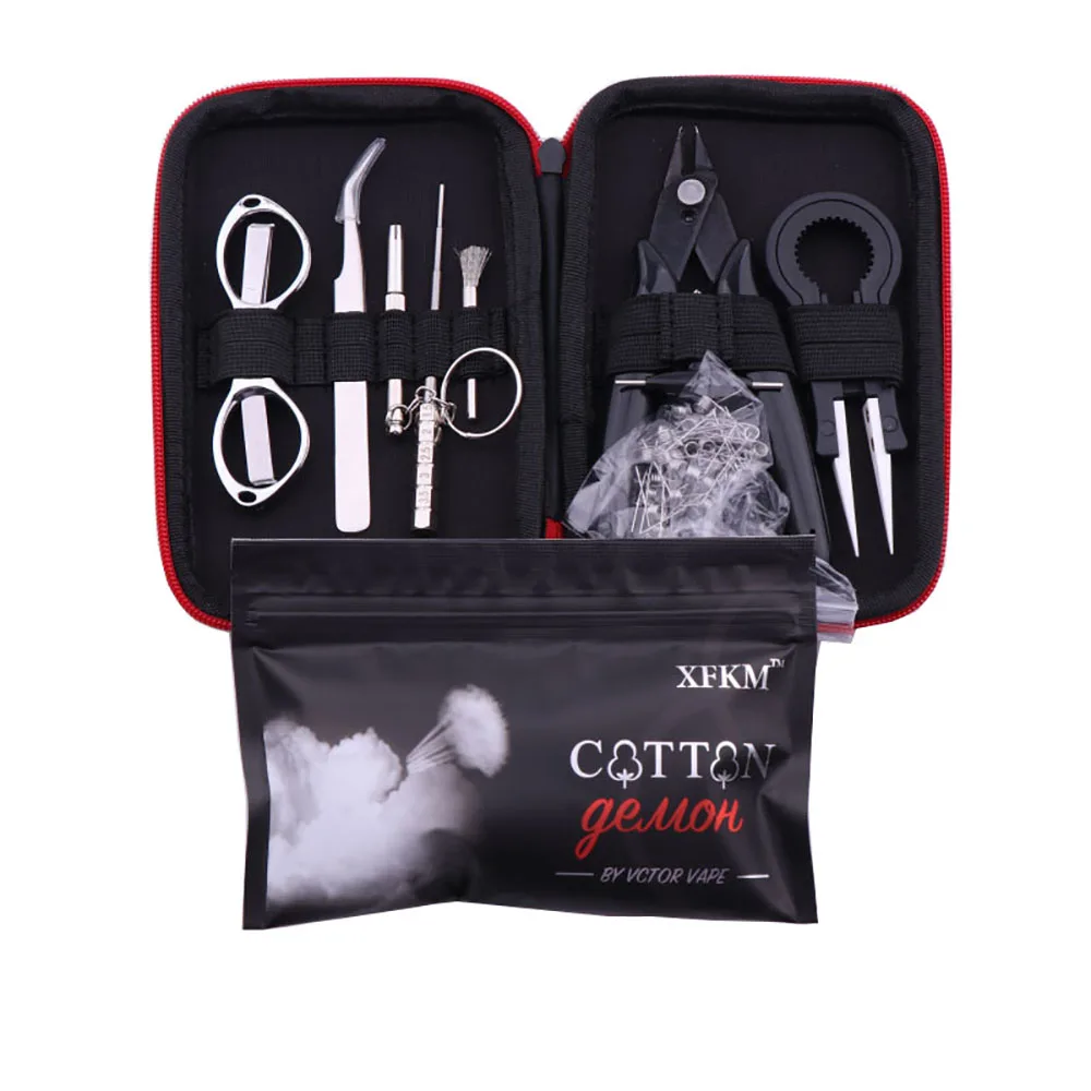 

XFKM Mini Tool Kit Bag ceramics Tweezers Pliers Wire Band clapton Coil Jig Cotton For RDA RTA RBA X9 Accessories