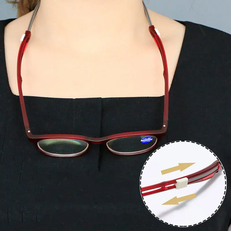 

Necked Presbyopia Glasses Portable Reading Glasses Women TR Adjustable Leg Glasses Anti Fatigue Prescription Glasses Men Eyewear