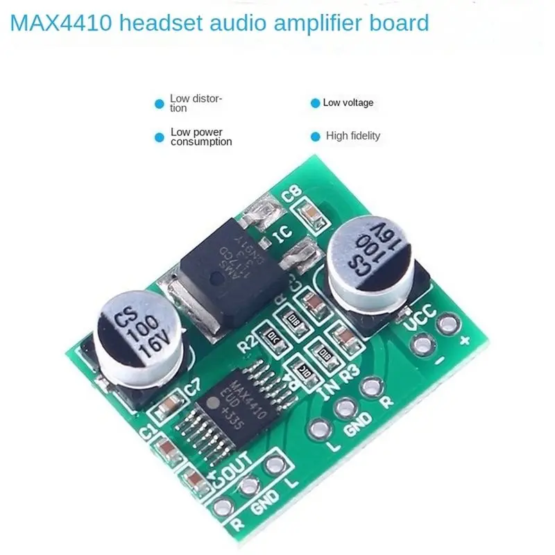 Фото Плата усилителя для наушников HFES MAX4410, двухканальная, 2X80 мВт, низкопотребляющая аудиоплата предусилителя, DC3V-12V №4