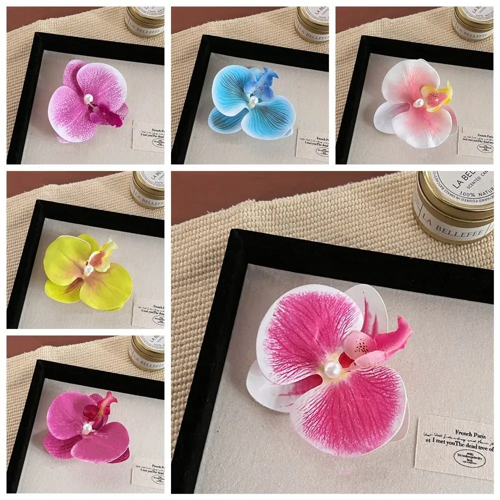 Тканевый цветок искусственная бабочка Орхидея женский аксессуар для волос зажим