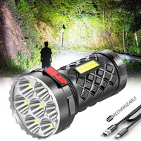 strong lighting flashlight ultra powerful led torch rechargeable flashlights cob side light 4 modes outdoor camping lanterna