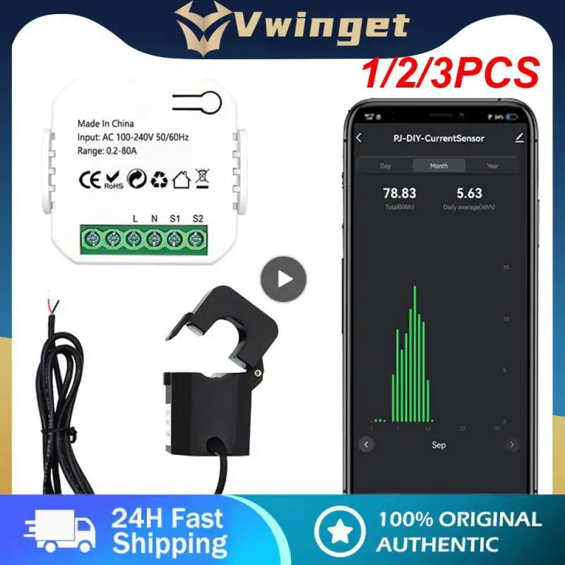 

1/2/3 шт. цифровой измеритель энергии Tuya Smart Life с Wi-Fi, 80 а, с датчиком трансформатора тока и зажимом, монитор энергопотребления 110 В, 240 В