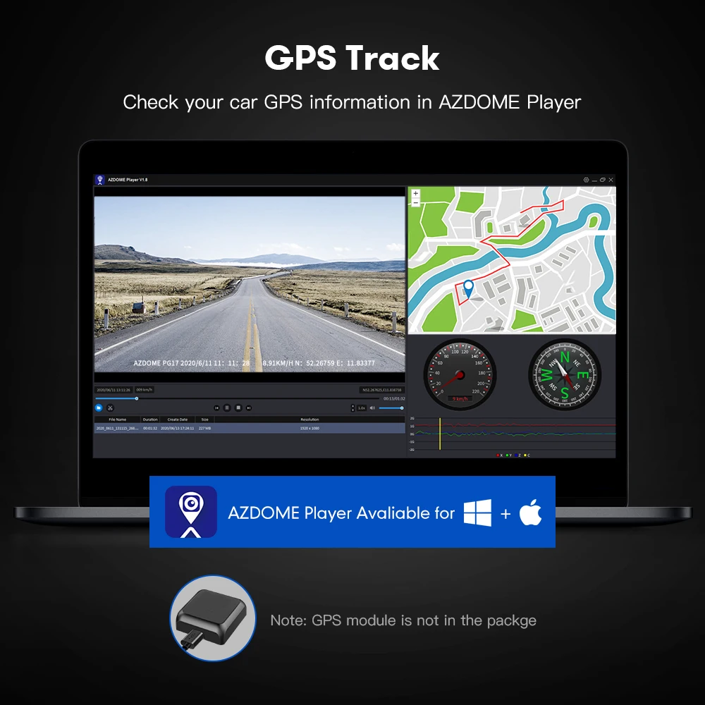 AZDOME Автомобильное Зеркало DVR GPS 1296P + 1080P Две камеры 11 8 дюймов сенсорный экран