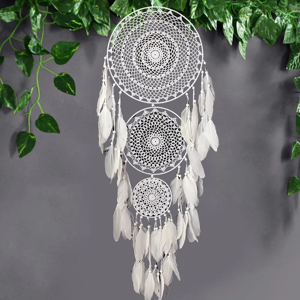 

New Three Rings Dreamcatchers Wall Hanging Decoration Retro Feathers Dream Catcher Sale Vintage Home Decoration Dream Catchers