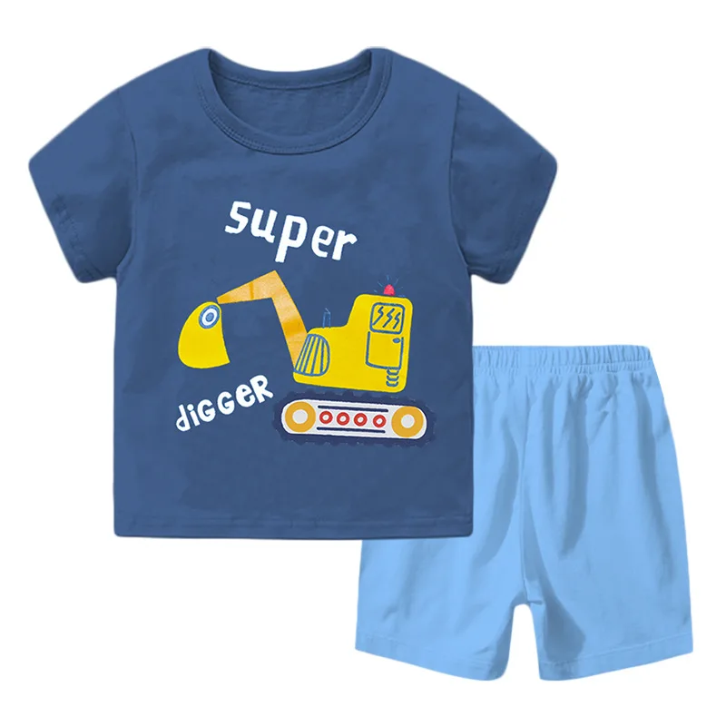 

ZWF1574 Boys' Summer suit New Baby Children's summer clothes baby style short sleeve Two piece Suit Fashion T-shirt + shorts