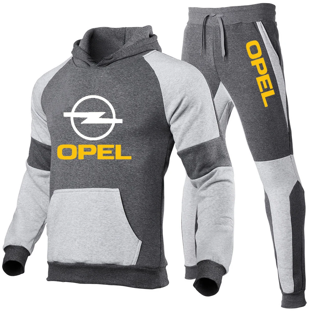 

2022 Opel Autumn Winter Packwork Harajuku Print Sweatshirt Top Pants Sets Sport Suit Tracksuit men Comfortable Designer Tops