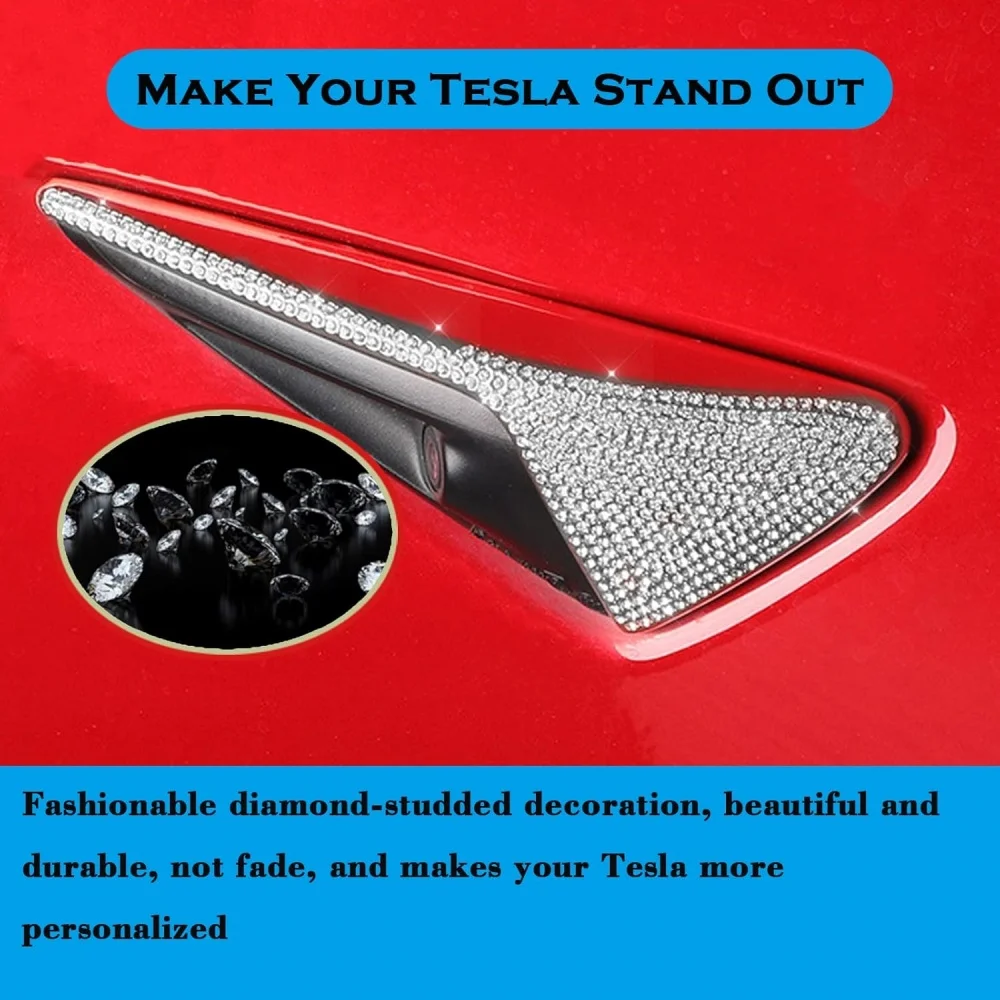 Фото Для 2017-2023 Tesla Model 3/2020-2023.6 Tesla Model Y HW3.0 Защитная крышка боковой камеры Украшение Bling Bedazzled Crystal №5
