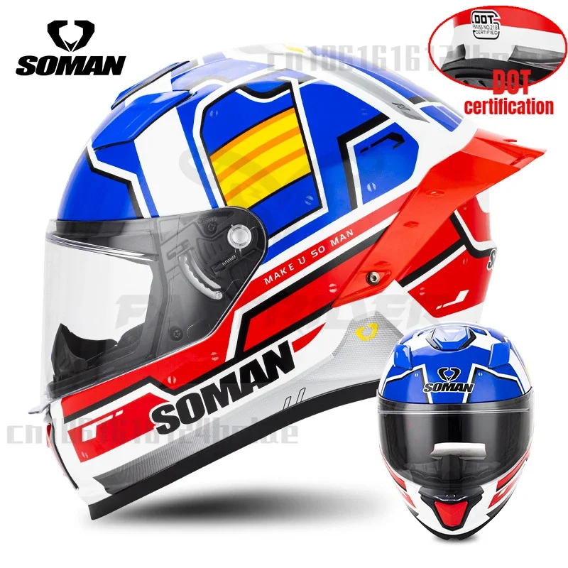 SOMAN мотоциклетный шлем с теплой шумоподавлением гоночный для мужчин и женщин