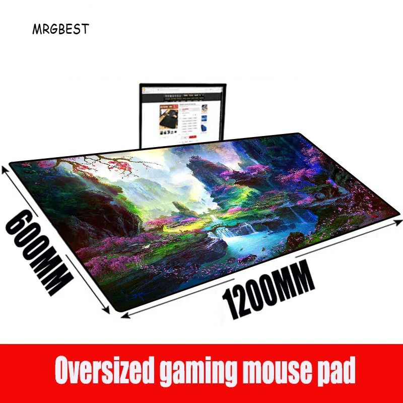 

MRGBEST Blossom Forest Large Gaming Mouse Pad PC Computer Mousepad Desk Mat Locking Edge for CS GO LOL Dota 400X900/1200X600MM