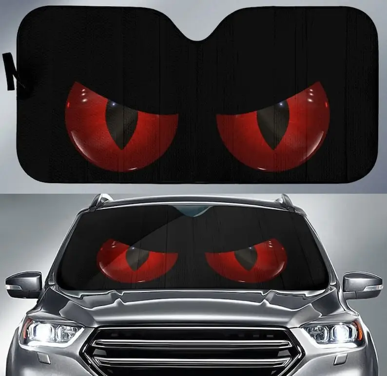 

Car 3D Creepy Evil Red Eyes Car Sunshade Printed Car Truck SUV Universal Windshield Sun Shades Stylish Fold Sunshade for Car Win