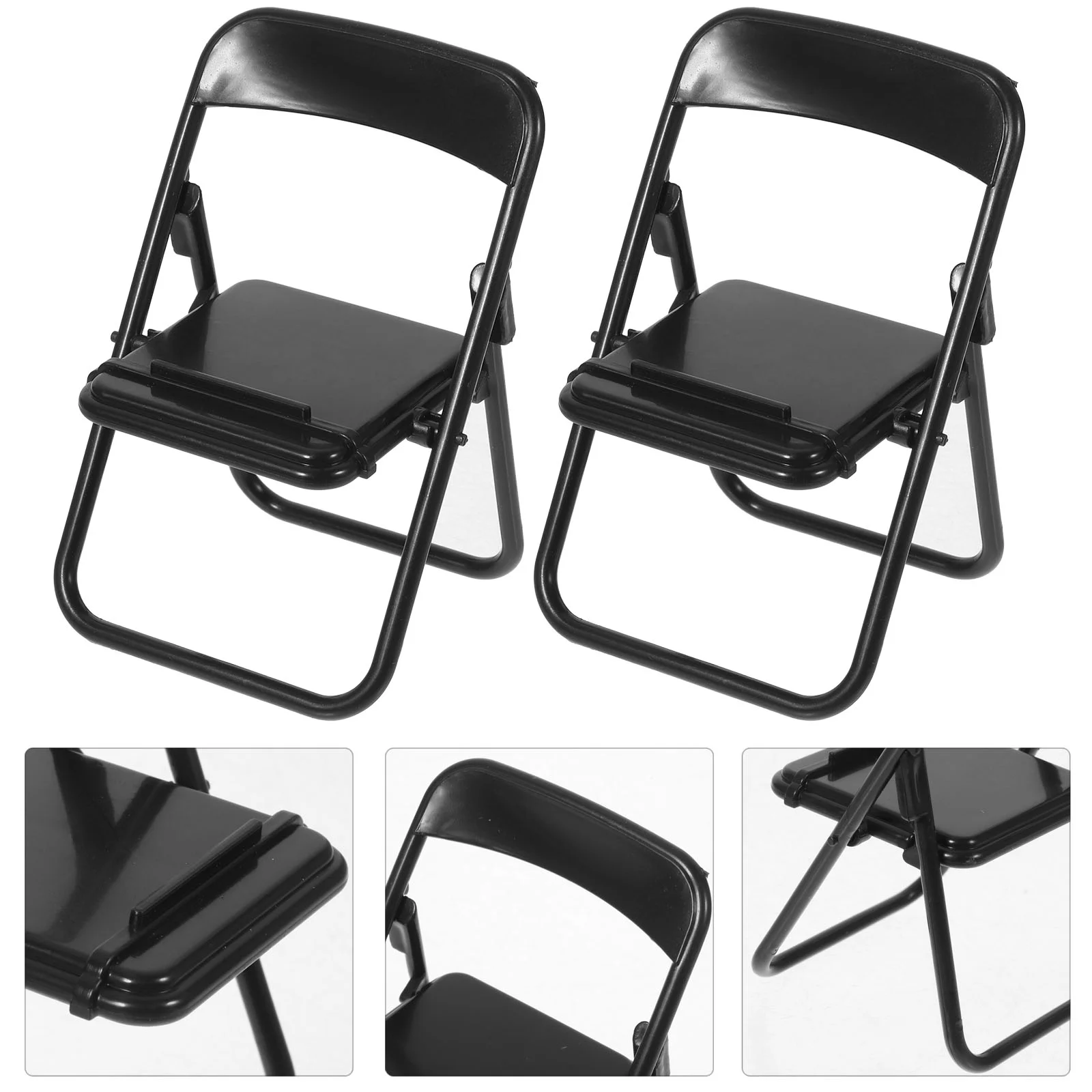 12 Pcs Folding Chair Small Toys Tiny Prop Fodable Decoration Figurine Mini Phones Decorate Plastic Work Smartphone