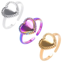 love beaded heart charm stainless steel rings for women girl accessories open ring anillos mujer fashion supplies wedding party