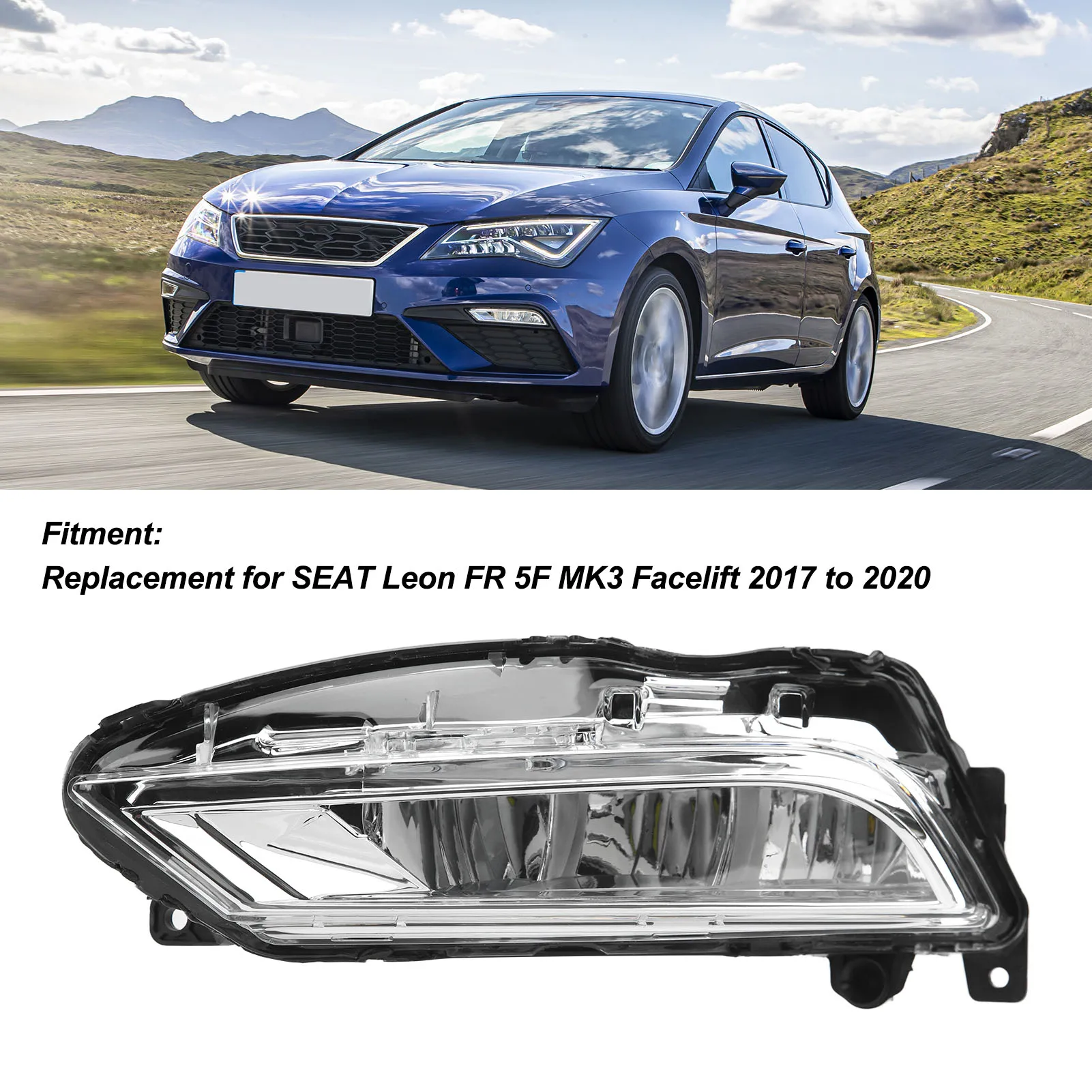 

Bumper Fog Lights Construction Perfect Fit Fog Lamp Assembly Durable High Reliability Anti Impact for SEAT Leon FR 5F MK3