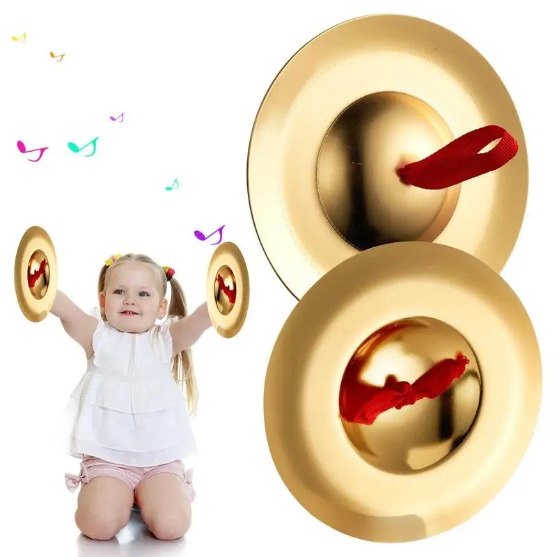 

Kids Hand Cymbals 2PCS Finger Cymbals With Rope Easy To Hold Musical Instrument 12CM/4.7IN Rhythm Percussion For Girls Boys