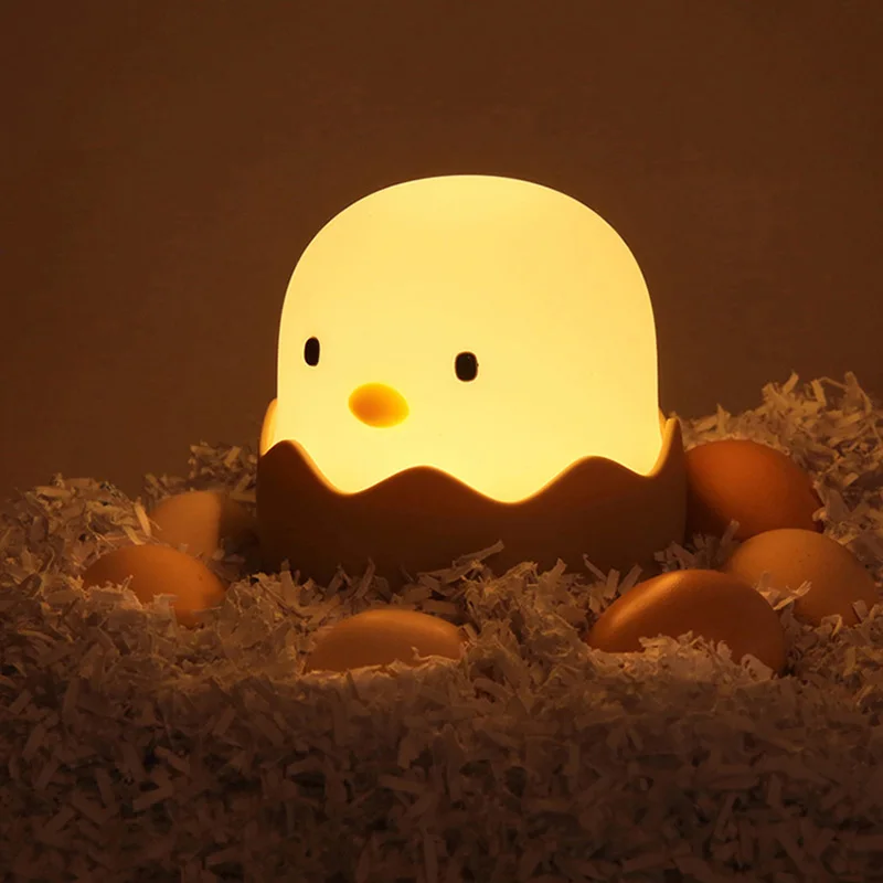 

Led Children Night Light For Kids Soft Silicone USB Rechargeable Bedroom Decor Gift Animal Chick Touch Night Lamp