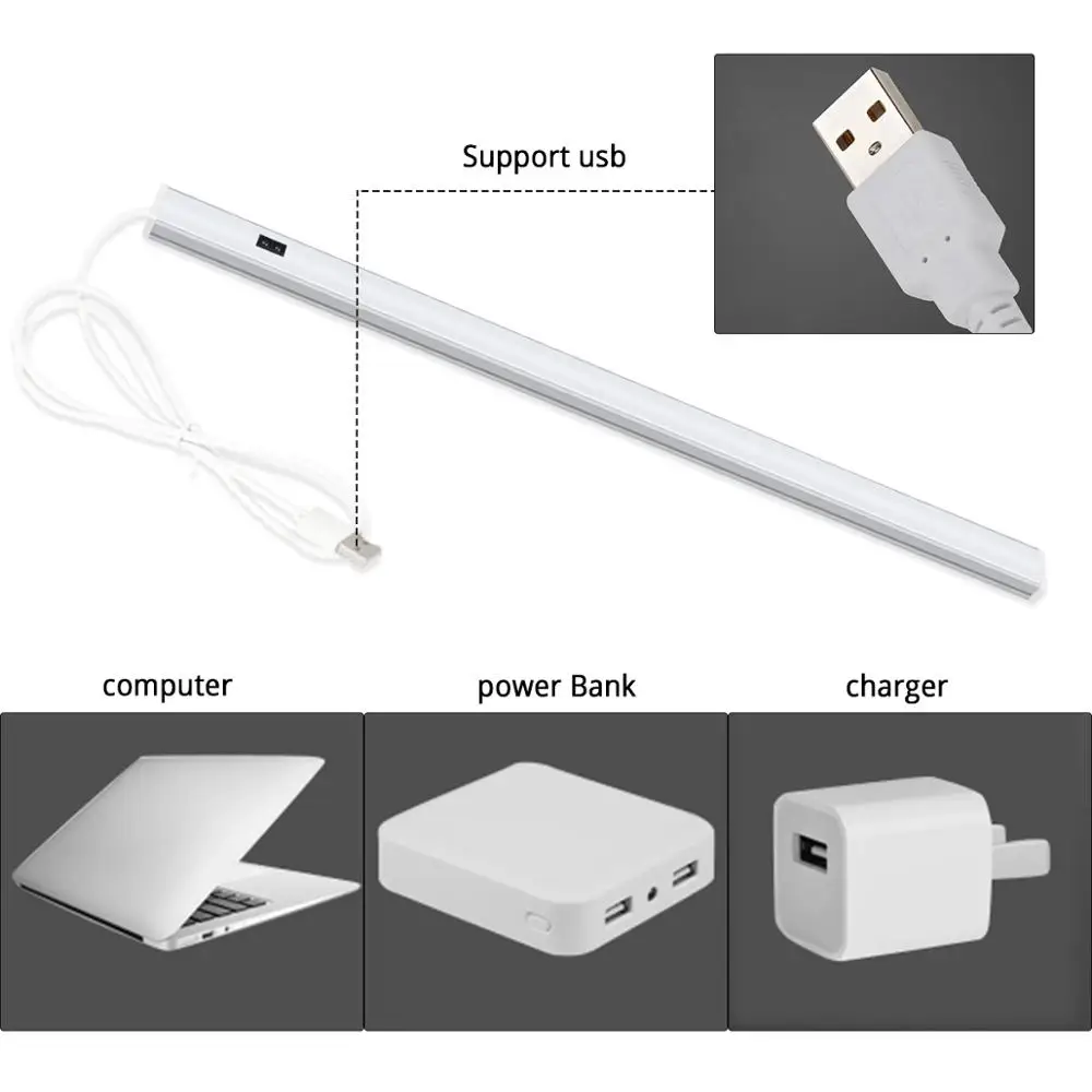 30/40/50CM LED Cabinet Light PIR Motion Hand Sweep Sensor Night Lights USB Plug  For Kitchen Bedroom Closet Bedside Night Lamp images - 6