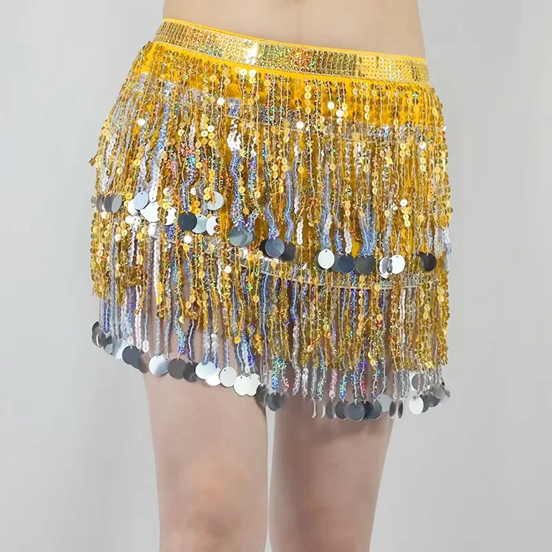 

Hot Belly Dance Sequin Waist Belt Tassel Hip Scarf Wrap Fringed Skirt Waistband Dance Wear Carnival Rave Performance Belt