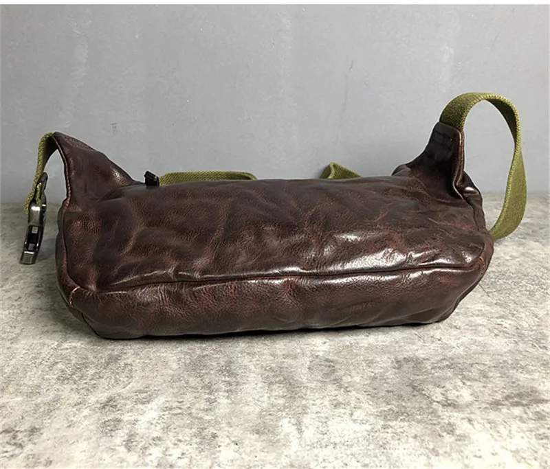 Fashion vintage genuine leather multifunctional men's chest bag casual trend natural real cowhide waist pack sports diagonal bag