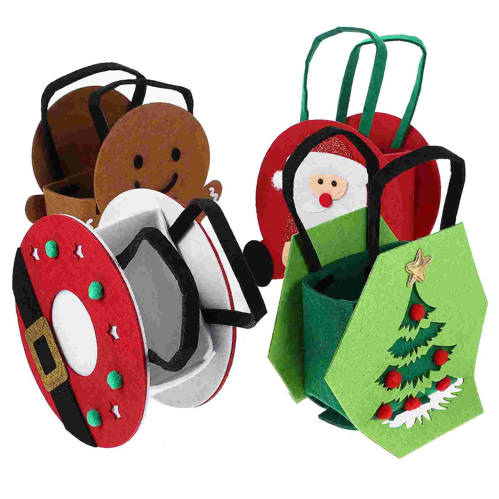 

4 Pcs Christmas Stocking Gift Wrapping Bags Felt Gifts Tote Candy Holder Large Presents Child