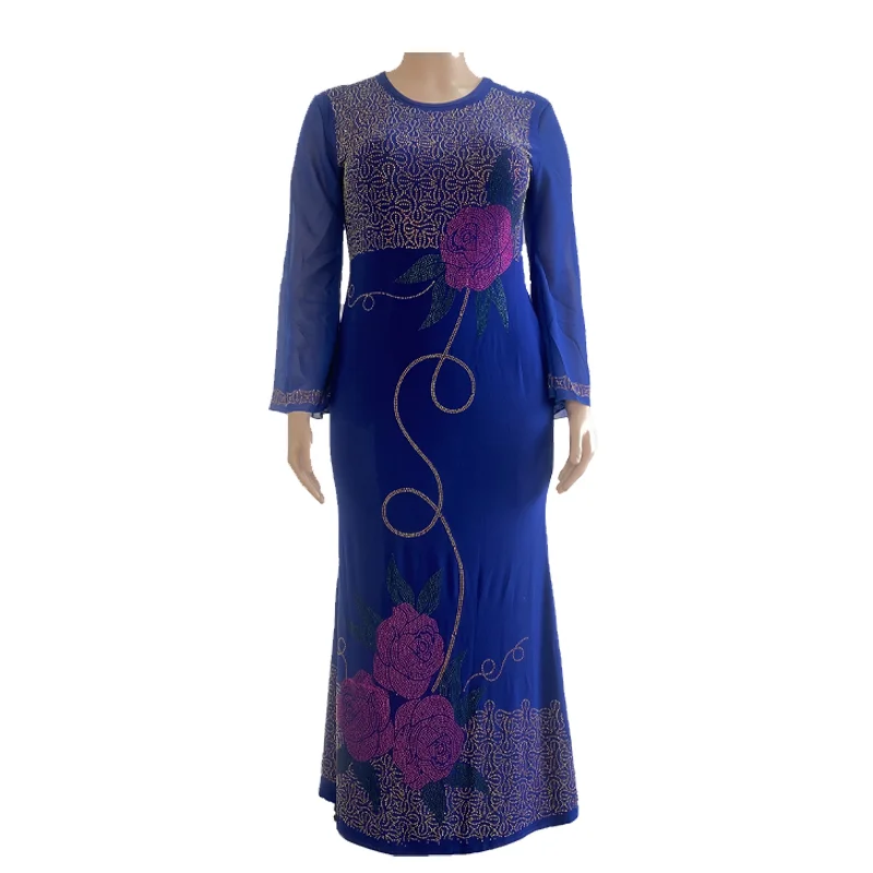 Muslim Robes Europe and America Africa Flowers Beauty Dresses Noble Temperament Dress Fashion Diamond Long Dress Party