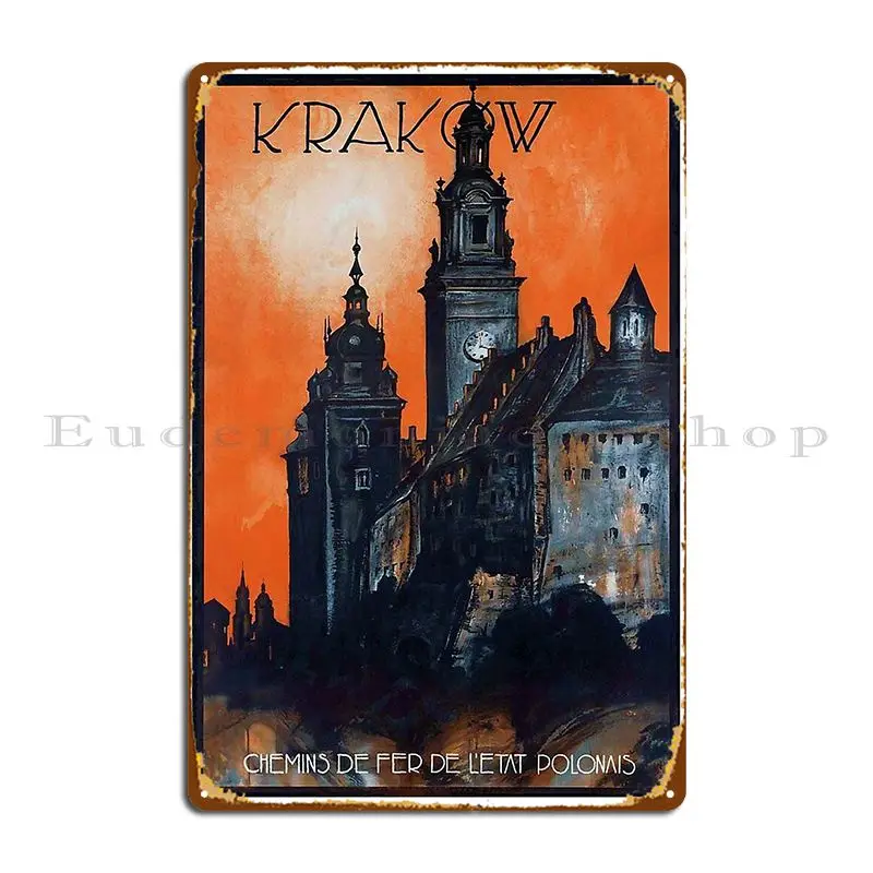 Винтажный постер для путешествий в Краков Польше 1935 металлические знаки