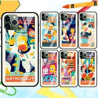 cartoon cute simpsons for apple iphone 13 12 mini 11 xs pro max x xr 8 7 6 plus se 2020 tempered glass cover phone case