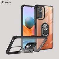 transparent back cover for xiaomi redmi note 10 pro max ring kickstand car holder shockproof case coque