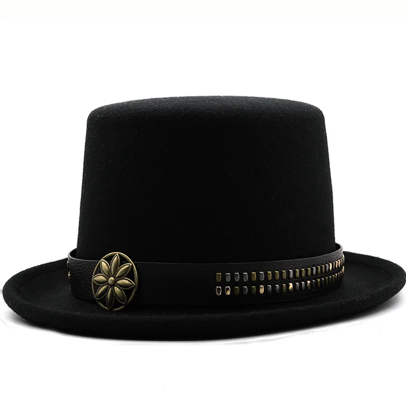 Simple Wool Felt Beaver Top Hat with 