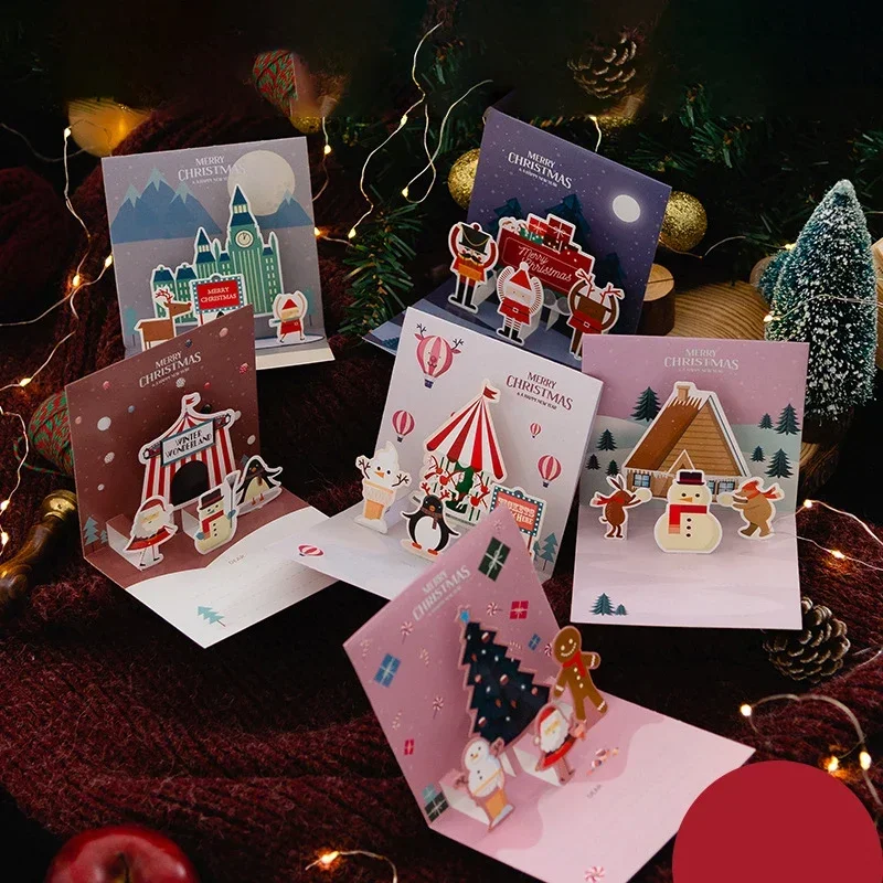 Рождественская открытка 3D открытки Санта-Клауса Свадебные Рождественские поздравительные открытки рождевечерние чные приглашения подарки Новогодняя поздравительная открытка детский подарок