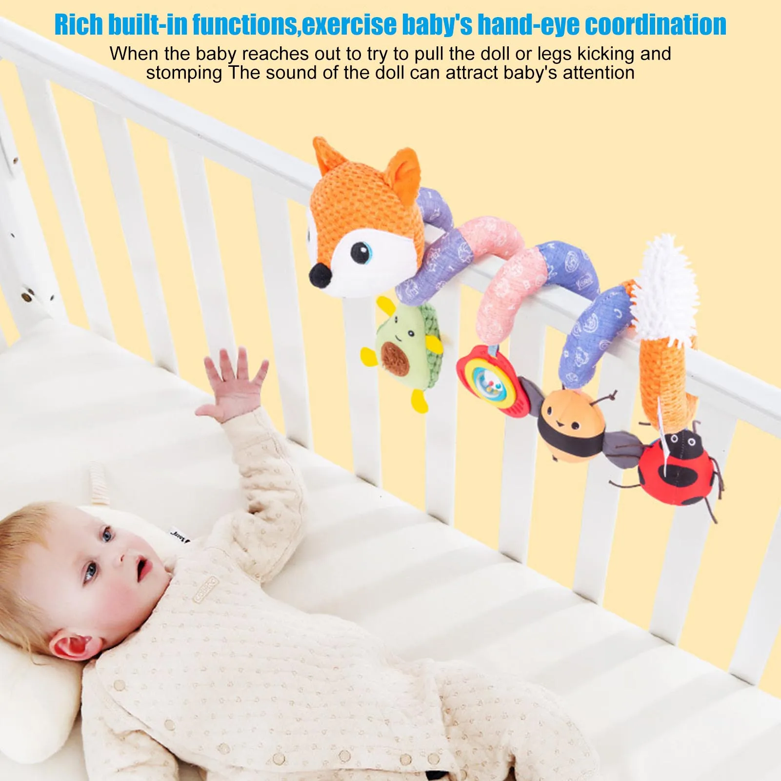 

Baby Stroller Rattle Toys Crib Pram Spiral Toys Fox Bed Wrap Hanger Musical Activity Play Center For Toddlers Newborn Infants