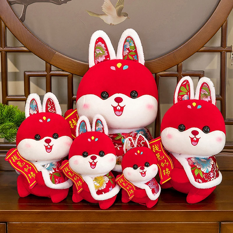 

2023 новогодний костюм Тан, кролик в китайском стиле, плюшевая игрушка, Мягкий Кролик на удачу, Мягкая кукла-талисман, коллекция, рождественск...
